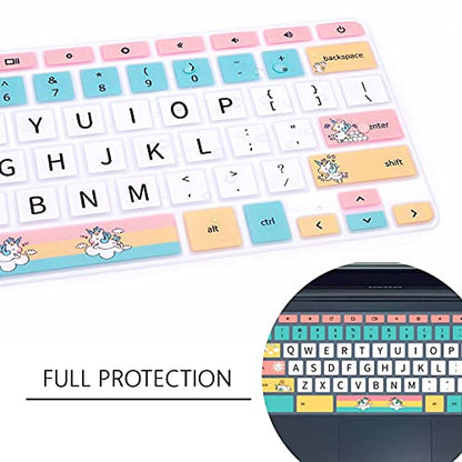 Keyboard Cover for Samsung Chromebook 4 3 XE310XBA XE500C13 XE501C13 11.6"/Chromebook 4 15.6" XE350XBA/Chromebook 2 XE500C12/Chromebook Plus V2 2-in-1 XE520QAB XE521QAB 12.2 inch,Cartoon Unicorn