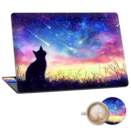 Laptop Skin Sticker Decal 15.6 Inch,12 13 13.3 14 15 15.6 in Laptop Netbook Skins for Notebook,Art Decal Removable Waterproof Scratch Resistant,Universal Vinyl Cover,Colorful Galaxy Cat - color: Colorful Galaxy Cat