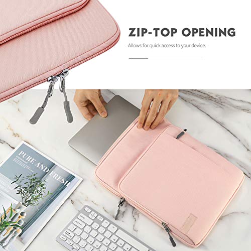 MoKo 13.3-14 Inch Laptop Sleeve Bag Carrying Case with Accessory Pocket | Fits MacBook Pro 14-inch M3/M2, MacBook Pro 13-inch M2/M1, MacBook Air 13.6-inch M2 and Surface Pro 9/8, Pink - color: Pink, size: 13.3-14 Inch