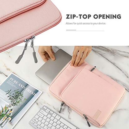 MoKo 13.3-14 Inch Laptop Sleeve Bag Carrying Case with Accessory Pocket | Fits MacBook Pro 14-inch M3/M2, MacBook Pro 13-inch M2/M1, MacBook Air 13.6-inch M2 and Surface Pro 9/8, Pink - color: Pink, size: 13.3-14 Inch