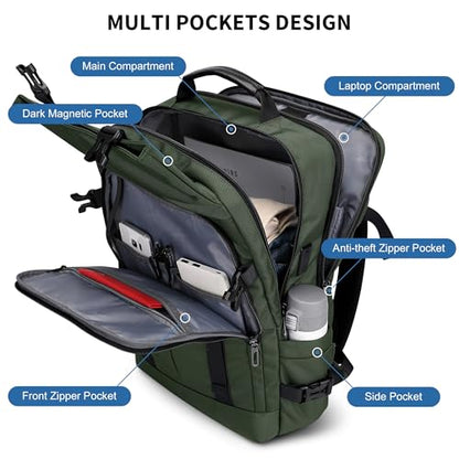 WITZMAN Travel Laptop Backpack for Men Fits 16 inch Laptop | Nylon Carry-on Airline Approved, USB Charging Port, 26L Capacity, For Vacation, Weekend, Overnight Trip, B716 Army Green - color: Army Green