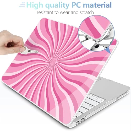 MEEgoodo 4-in-1 Printed Case for MacBook Neo 13 inch 2026 Release Model A3404, Laptop Hard Shell Cases with Keyboard Skin & Screen Protector & Webcam Covers, Pink & White Swirl - color: Pink & White Swirl