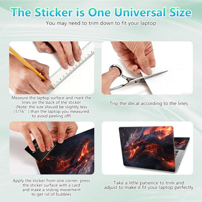 Laptop Skin Sticker Decal 12"-15.6" Universal Laptop/Notebook/Netbook Vinyl - Waterproof Scratch Resistant,Fits HP Dell Lenovo MacBook,2 Free Wrist Pads,Easy Apply & Remove,Fire Dragon Roar - color: Fire Dragon Roar