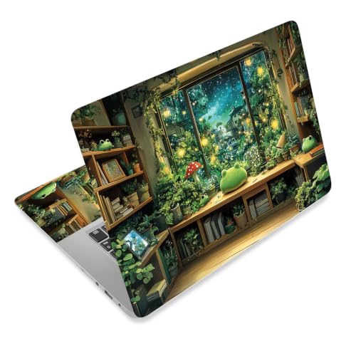 Laptop Skin Sticker Decal for 12 13 13.3 14 15 15.6 in, Universal Vinyl Waterresistant Protector Cover for Notebook PC Netbook, Computer Decor for Women Girls Cozy Frog Room - color: Cozy Frog Room