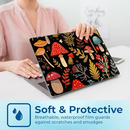 Reusable Universal Laptop Skin Sticker, Cut to Fit for 11.6–15.6 Inch Laptops, Waterproof Protective Film, No-Residue - Mushroom Garden - color: Mushroom Garden