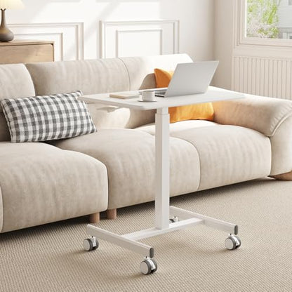 OLIXIS Mobile Rolling Desk with Wheels,Adjustable Laptop Desk, White | Adjustable Rolling Design Creates a Flexible Workspace for Home Office - color: White