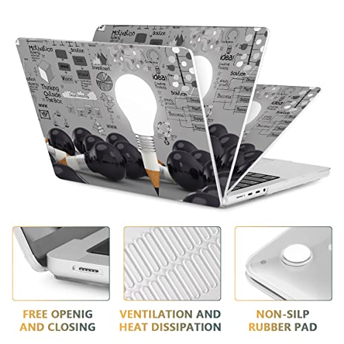 CISSOOK Case for MacBook Pro 14 inch M5 M4 M3 M2 M1 2026-2021 | A3434 A3427 A3426 A3112 A3185 A3401 A2918 A2992 A2779, 5in1 Set Ultra-Thin Hard Shell Case Keyboard Cover, Creative Bulb - color: 14inch-Creative Bulb