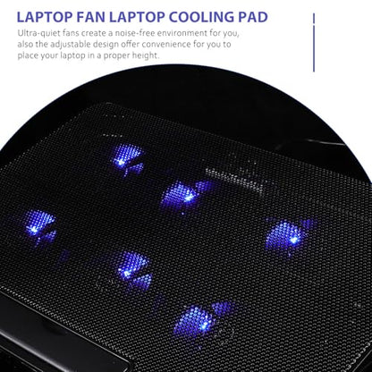 BESPORTBLE Laptop Cooling Pad with 6 Quiet Fans 15.6 Inch Cooling Stand Holder for Gaming and Office Laptops Black USB Powered External Cooler