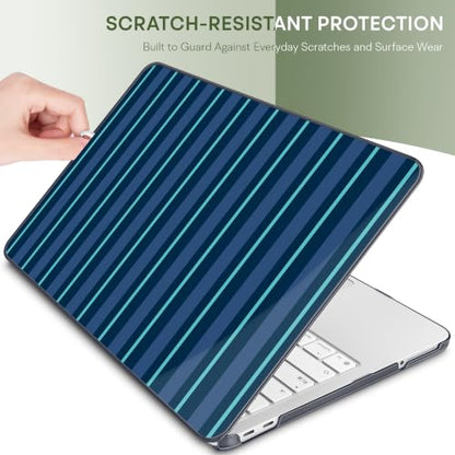 Compatible with MacBook Neo 13 inch (2026 Release A3404) (A18 Pro) with Liquid Retina Display, Printed Slim Protective Case with Screen Protector & Keybaord Cover, Deep Bleu Lines - color: Deep Bleu lines
