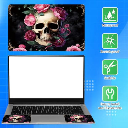 Universal Laptop Skin Sticker Decal for 11.6”12" 13" 13.3" 14" 15" 15.4" 15.6" Reusable Waterproof Scratch-Scratch Resistant Protective Vinyl Laptop Notebook Skin Stickers - Pink Rose Flower Skull - color: Pink Rose Flower Skull