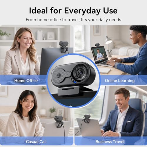 EMEET C100 2K Webcam for PC, Built-in Mic, Rotating Privacy Cover, Portable Metal Clip, Computer Camera for Home Office, Meetings, Learning, Streaming, External Webcam for Desktop, Laptop, PC USB-A - style: Crisp 2K w/ Portable Metal Clip
