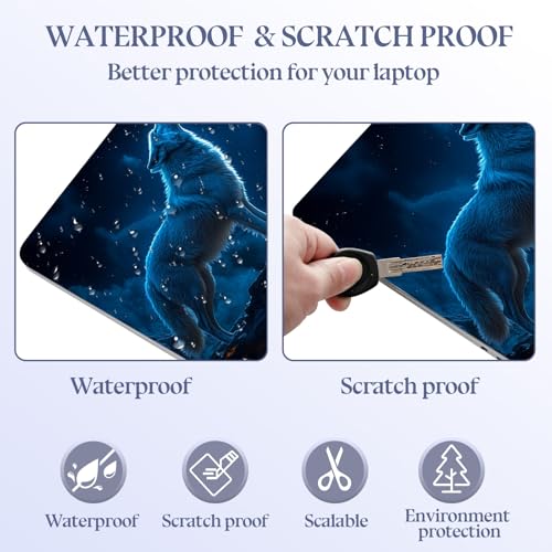 Universal Laptop Skin Sticker Decal,15.6 Inch Laptop Vinyl Cover for 13" 14" 15.6" Laptop,Scratch-Resistant Waterproof Protector Wrap,Reusable with Wrist Pads,Blue Wolf Moon Howl - color: Blue Wolf Moon Howl
