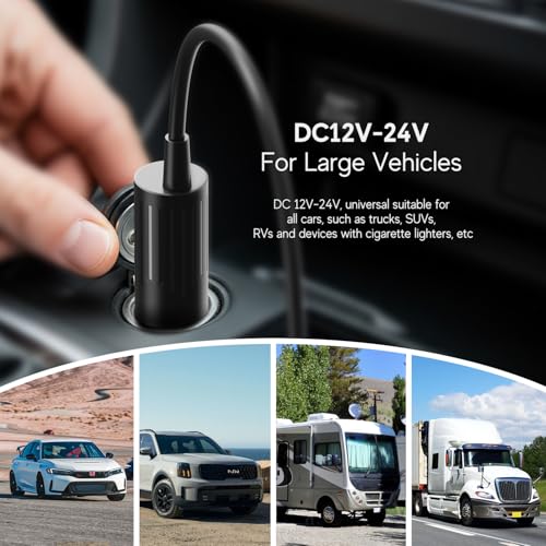 100W USB C Car Charger DC to DC Adapter for Anker SOLIX C200 C300 Jackery Explorer 240 V2 Portable Power Station DJI Mavic 3 Pro/Mavic 4 Pro Drones Handheld Gaming PC Charging Station USB Cable