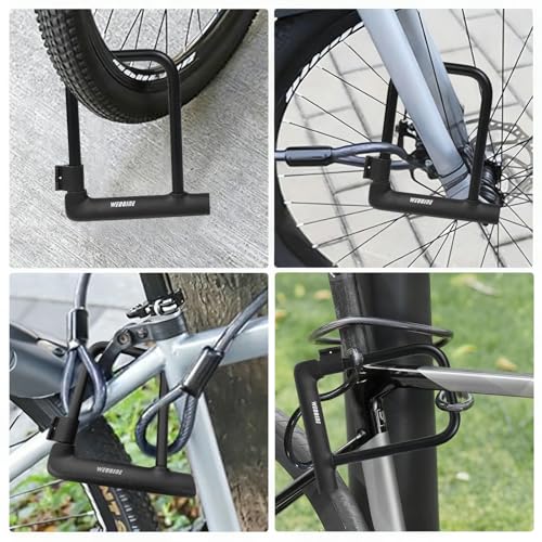 Bike U Lock with 4ft Security Cable 14mm Shackle, Bike Lock with 3 Keys and Mounting Bracket, Bicycle U-Locks Perfect for Road, Mountain, and Electric Bikes,Bicycle Lock - size: Bike U Lock+Cable