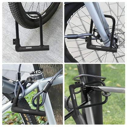 Bike U Lock with 4ft Security Cable 14mm Shackle, Bike Lock with 3 Keys and Mounting Bracket, Bicycle U-Locks Perfect for Road, Mountain, and Electric Bikes,Bicycle Lock - size: Bike U Lock+Cable