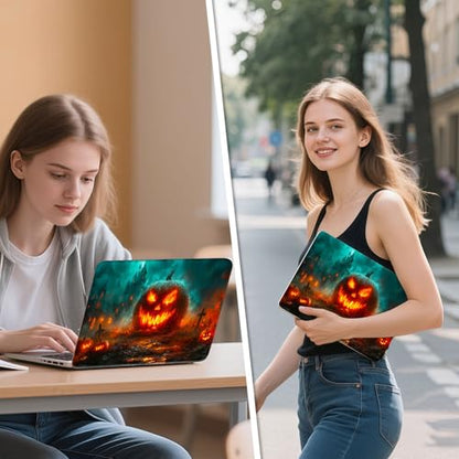 Universal Laptop Skin Sticker Decal, 12"-15.6" Aesthetic Vinyl Wrap, Halloween Pumpkin Castle Waterproof Notebook Cover Art Protector for MacBook HP Dell Lenovo, Fits 13" 14" 15" 15.6" - color: Halloween Pumpkin Castle