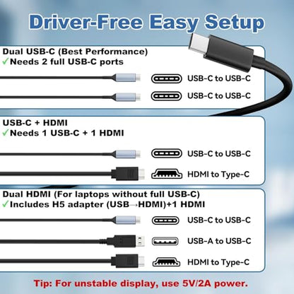 Teamgee 15.6" Laptop Screen Extender with Power Bank, FHD 1080P Triple Monitor, Driver-Free Plug & Play for 13-17" Laptops (HDMI/USB), Home Office/Small Business, Windows/Mac/Android - size: Triple 15.6" with Battery