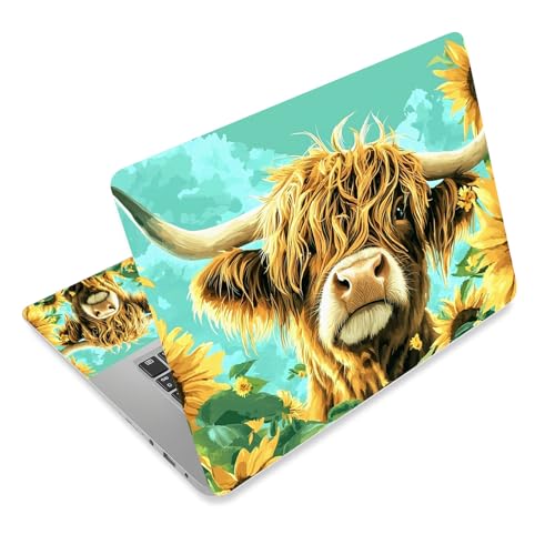 Aesthetic Laptop Skin Cover,12-15.6 Inch Universal Vinyl Sticker Decal,Waterproof Scratch-Resistant Notebook Wrap,Removable Residue-Free Protector,Sunflower Cow Art - color: Sunflower Cow Art