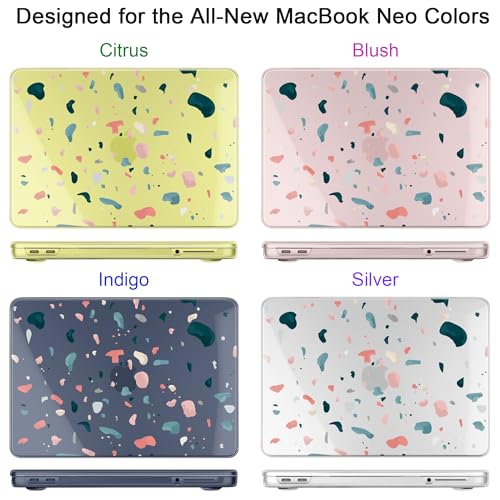 Batianda Case for MacBook Neo 13 Inch 2026 Model A3404, Abstract Terrazzo | 4-in-1 Laptop Accessories Bundle with Confetti Stone Art, Ultra Slim Hard Shell for Students and Modern Style Users - color: Abstract Terrazzo