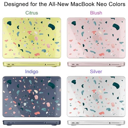 Batianda Case for MacBook Neo 13 Inch 2026 Model A3404, Abstract Terrazzo | 4-in-1 Laptop Accessories Bundle with Confetti Stone Art, Ultra Slim Hard Shell for Students and Modern Style Users - color: Abstract Terrazzo