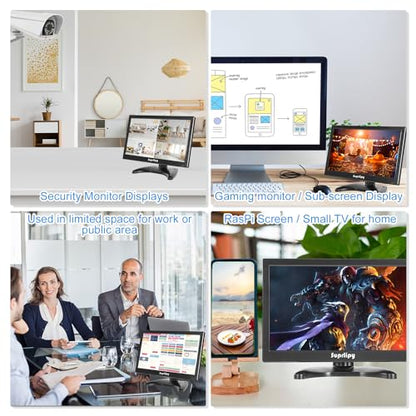 12 inch FHD Small IPS Monitor LCD Display Screen 1920x1080 60Hz 16:9 with BNC VGA AV Input Built-in Lounspeakers for CCTV Security Camera DVR PC RasPi - color: 12 Inch 1920x1080