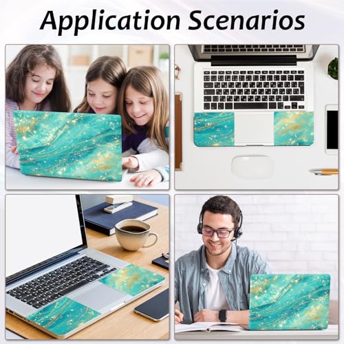 Laptop Skin 12.1-15.6 inch Removable Universal Reusable Laptop Sticker Decal,Waterproof No Residue Vinyl Cover,Scratch-Resistant Cuttable Full Wrap Sticker for Notebook, Turquoise Gold Marble Texture - color: Turquoise Gold Marble Texture