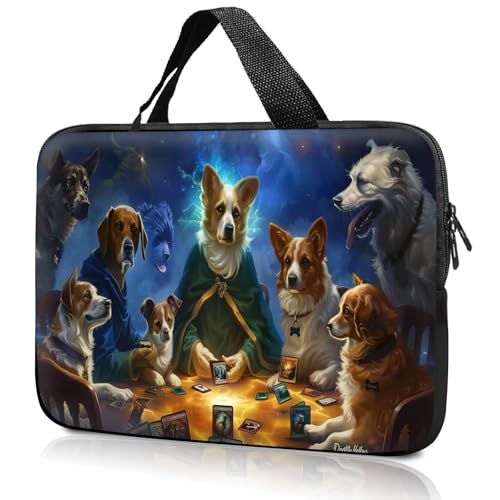 14" 15" Laptop Handle Bag Computer Bag,14.2" 15.4 inch Pouch Holder Notebook Sleeve Cover Compatible for Dell,Lenovo,Toshiba HP, Asus Notebook Messenger Briefcase-Dog Cards - color: Dog Cards