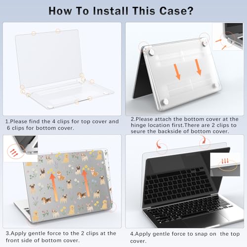 Compatible with MacBook Air 13 inch Case M5-M2 Cute Dog Flower | M5 M4 M3 M2 2026-2022 A3449 A3240 A3113 A2681 Release | Protective Hard Shell Matte Cover for MacBook Air 13.6 inch - color: Dog B, size: MacBook Air 13.6 inch M5 M4 M3 M2
