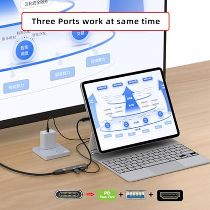 chenyang USB C Hub,3 in 1 USB C to HDMI 4K@120hz/USB 3.0 10Gbps/USB PD 100W Charging Multi-Port Adapter - style: HDMI PD 100W