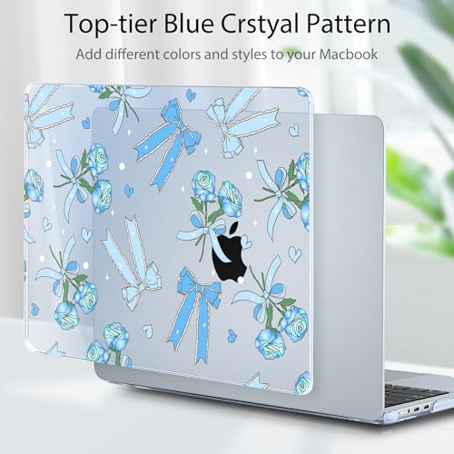 Tuiklol for MacBook Air 13 inch Case M5 2026 M4 2025 M3 2024 M2 2022 Release Model A3449 A3240 A3113 A2681,Plastic Hard Shell Cover for MacBook Air 13.6 with Touch ID, Bow & Rose Blue - color: Bow & Rose Blue