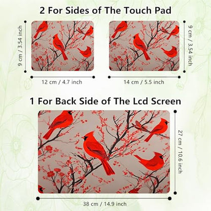Laptop Skin Sticker Decal, Universal Reusable Vinyl Laptop Cover for 12" 13" 13.3" 14" 15" 15.4" 15.6" Notebook PC, Reusable Waterproof Scratch-Resistant with 2 Wrist Pads,Art Red Cardinal Birds - color: Art Red Cardinal Birds