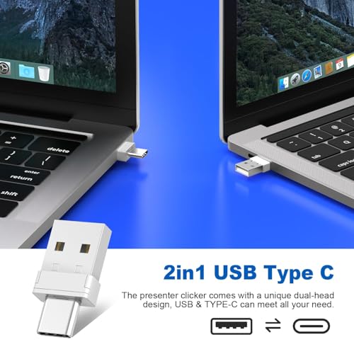 QUI Presenter Clicker USB A&C Bundle | Pen-Shaped Black & Remote-Shaped Blue