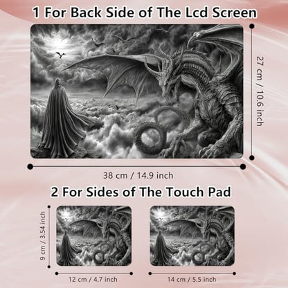 Laptop Skin Sticker Decal 12" 13" 13.3" 14" 15" 15.6",Waterproof Scratch Resistant Vinyl,Reusable Easy to Apply,for MacBook HP Dell Notebooks Netbooks Laptop,2 Wrist Pads,Black Dragon Warrior - color: Black Dragon Warrior