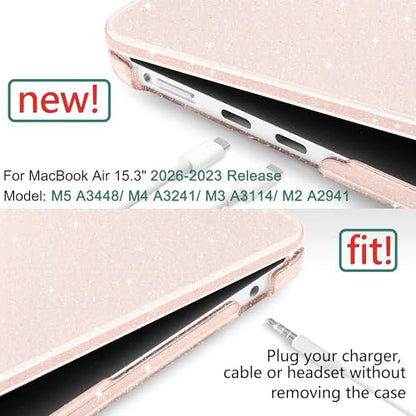 Clear Glitter Case for MacBook Air 15 Inch M5 M4 M3 M2 (2026-2023) A3448 A3241 A3114 A2941, Protective Hard Shell Cover Compatible with Touch ID & Liquid Retina Display - Sparkly Starlight - color: Sparkly Starlight