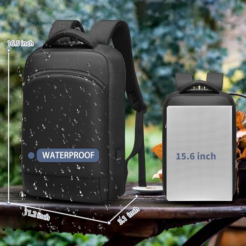 Slim Laptop Backpack for Men 15.6 Inch Lightweght Business Backpack Waterproof Travel Backpack with USB Charger Port Computer Bag College Backpacks Gifts for Men Women - size: Medium