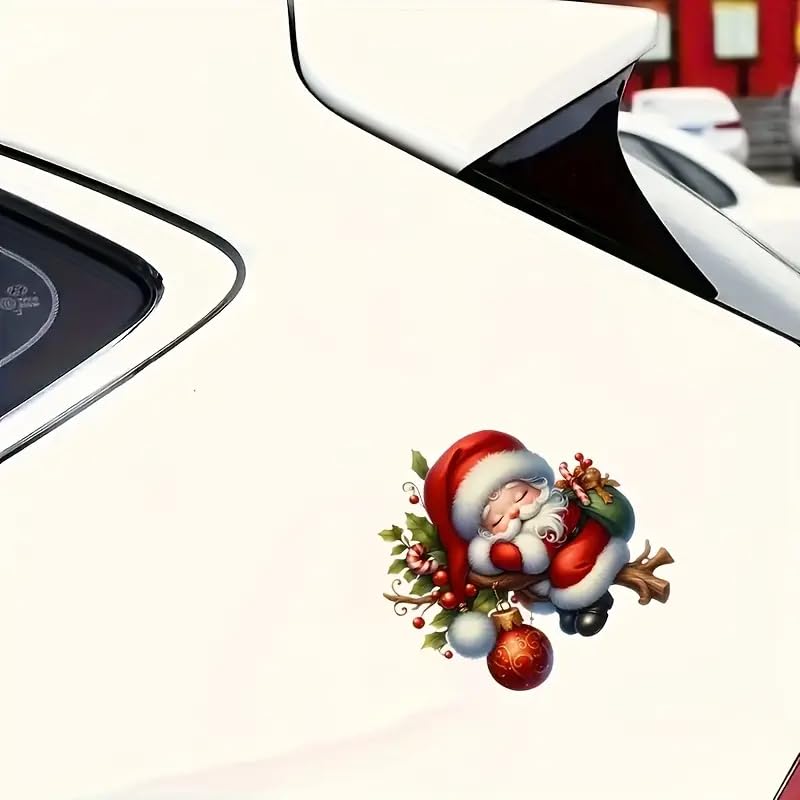 Cute Santa Claus PVC Vinyl Car Decals Stickers Waterproof Self-Adhesive Decals for Cars, Laptops, Trucks, Motorcycles Wall Window Luggage Scratch Cover Door Decor Sticker