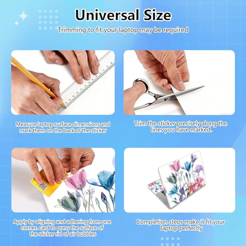Universal Laptop Skin Sticker Decal for 11.6”12" 13" 13.3" 14" 15" 15.4" 15.6" Reusable Waterproof Scratch-Scratch Resistant Protective Vinyl Laptop Notebook Skin Stickers - Colorful Flowers - color: Colorful Flowers