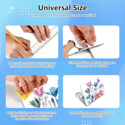 Universal Laptop Skin Sticker Decal for 11.6”12" 13" 13.3" 14" 15" 15.4" 15.6" Reusable Waterproof Scratch-Scratch Resistant Protective Vinyl Laptop Notebook Skin Stickers - Colorful Flowers - color: Colorful Flowers