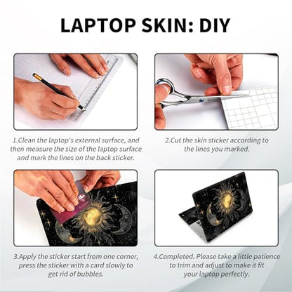 Universal Laptop Skin, DIY Cut-to-Fit Vinyl Cover Compatible with HP, Dell, Lenovo, Mac (13.3" to 15.6"), Anti-Scratch, No Residue & Bubble-Free Protective Decal Sticker, Celestial Sun Moon - color: Celestial Sun Moon