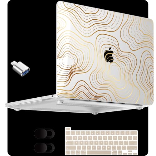 MEEgoodo for M2 MacBook Pro 13 inch Case 2022 2021 2020,Crystal Cover Fit Model A2338 M2/M1 A2251 A2289,Clear Case for 13.3-inch Laptop,Hard Shell for MacBook Pro M2, Abstract Linear Waves - color: Abstract Linear Waves