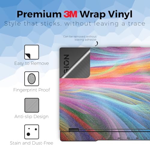 Glossy Glitter Laptop Skin Compatible with Lenovo Legion 5 Gaming Laptop (15IRX9) 2024 - Rainbow Waves - Premium 3M Vinyl Protective Wrap Decal Cover - Easy to Apply | Crafted in the USA - color: Rainbow Waves, size: Legion 5 Gaming (15IRX9) 2024 Full Cov