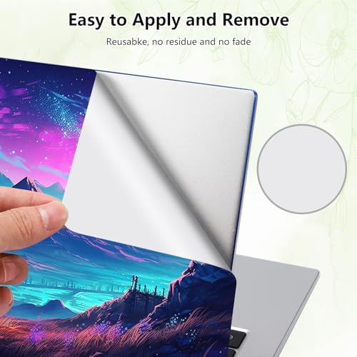Laptop Skin Sticker Decal, Universal Reusable Vinyl Laptop Cover for 12" 13" 13.3" 14" 15" 15.4" 15.6" Notebook PC, Reusable Waterproof Scratch-Resistant with 2 Wrist Pads,Art Landscape Mountains - color: Art Landscape Mountains
