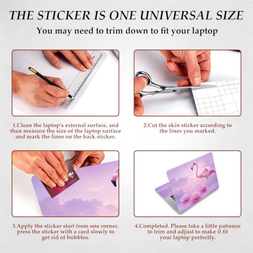 DEGDFSGR 12.1-15.6 Inch Universal Reusable Laptop Skin Sticker Decal, Waterproof Removable Protector for Notebook Cover, Scratch-Resistant Vinyl Cuttable Full Wrap Sticker, Pink Flamingo Lotus Flower - color: Pink Flamingo Lotus Flower