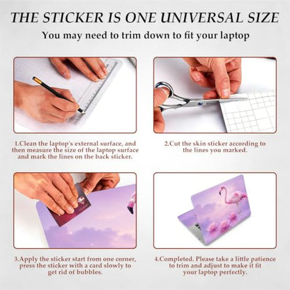 DEGDFSGR 12.1-15.6 Inch Universal Reusable Laptop Skin Sticker Decal, Waterproof Removable Protector for Notebook Cover, Scratch-Resistant Vinyl Cuttable Full Wrap Sticker, Pink Flamingo Lotus Flower - color: Pink Flamingo Lotus Flower