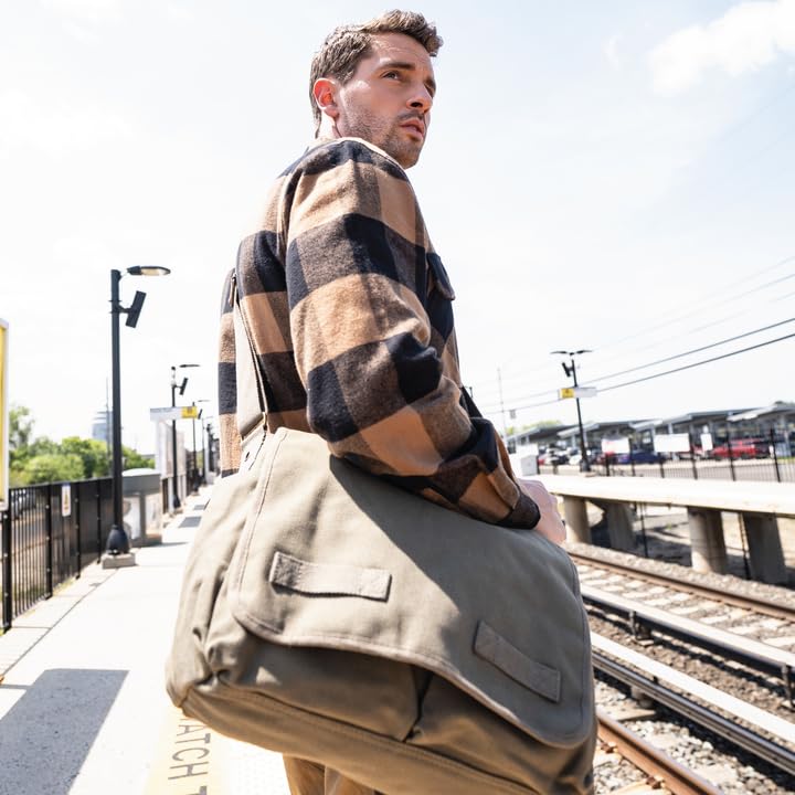 Rothco Classic Canvas Messenger Bag | Durable Canvas Shoulder Bag, Crossbody Designed For EDC, Travel, Commuting, Organized Storage And Dependable Carry - color: Khaki