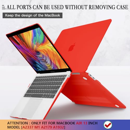 CISSOOK Cover for MacBook Air 13 Inch Case Red, Plastic Hard Shell Case with Keyboard Cover for MacBook Air 13 A2337 M1 A2179 A1932 Model 2021-2018 Release with Touch ID, Matte Red - color: Air13inch-Matte Red