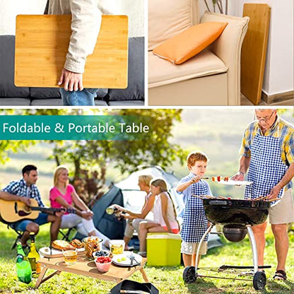 Lap Desk for Bed, COIWAI Bed Desk Bed Table Tary, Low Desk Table, Folding Floor Table, Adjustable Height, Portable Foldable Picnic Desk,Serving Breakfast Coffee in Bed Couch Floor .Bamboo - size: 23.6"*15.8" Height-adjustable