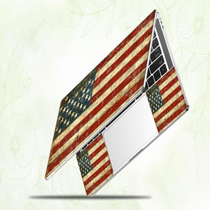 Laptop Skin Sticker Decal, Universal Reusable Vinyl Laptop Cover for 12" 13" 13.3" 14" 15" 15.4" 15.6" Notebook PC, Reusable Waterproof Scratch-Resistant with 2 Wrist Pads,American Flag Retro - color: American Flag Retro