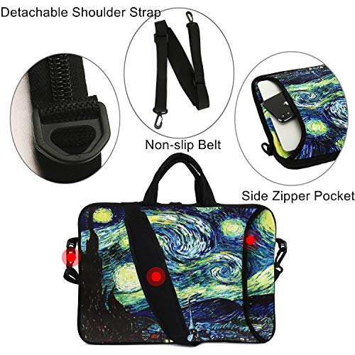 Violet Mist 14 Inch Laptop Shoulder Bag Carrying Case Laptop Sleeve 15 15.4 15.6 Inch Computer Messenger Bag Neoprene Waterproof Protective Tablet Handbag Handle Shoulder Strap, Starry Sky - color: Starry Sky, size: For 14"15"-15.6"