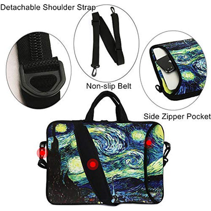 Violet Mist 14 Inch Laptop Shoulder Bag Carrying Case Laptop Sleeve 15 15.4 15.6 Inch Computer Messenger Bag Neoprene Waterproof Protective Tablet Handbag Handle Shoulder Strap, Starry Sky - color: Starry Sky, size: For 14"15"-15.6"